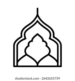 A simple black line drawing of an Islamic inspired archway.