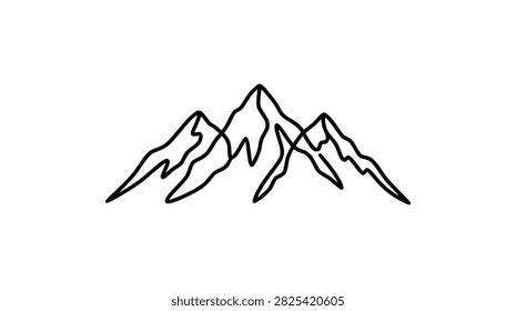 Simple black line drawing of a jagged mountain range on a white background.