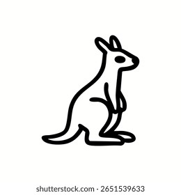 Desenho simples de linha preta de um canguru
