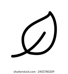 Simple black line drawing of a leaf with a prominent central vein on a white background.