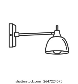 Simples desenho de linha preta de um dispositivo de luz de parede ajustável moderno