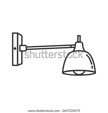 Simple black line drawing of a modern adjustable wall sconce light fixture