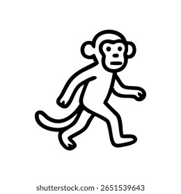 Desenho simples de uma linha preta de um macaco