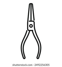 Simple black line drawing of a pair of pliers, isolated on a white background, suitable for various designs