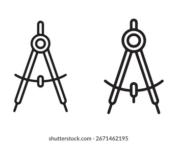 Dibujo de línea negra simple de un par de brújulas.