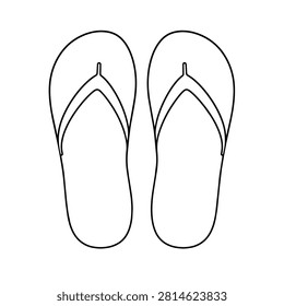 Simple black line drawing of a pair of flip flops