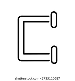 A simple black line drawing of a paper clip on a white background, ideal for graphic design and office themes.