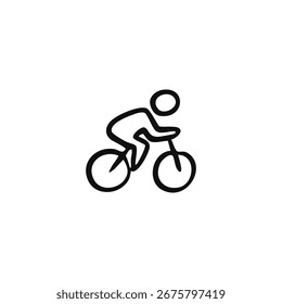 Dibujo de línea negra simple de una persona que monta en bicicleta