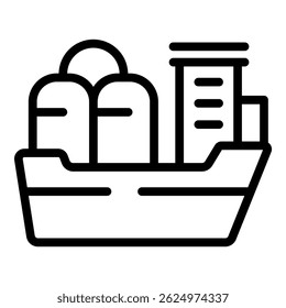 Simples desenho de linha preta de uma cesta de compras cheia de mantimentos, perfeito para ícones ou logotipos