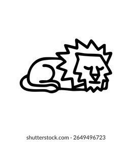 Simple black line drawing of a sleeping lion