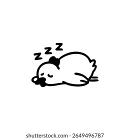Simples desenho de linha preta de um animal dormindo, possivelmente um pinguim, com grande "zzz" acima dele