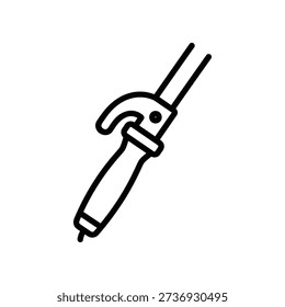 Simple black line drawing of a soldering iron on white background