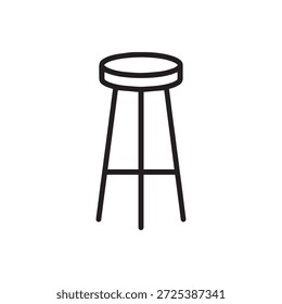 A simple black line drawing of a stool with three legs and a round seat on a white background