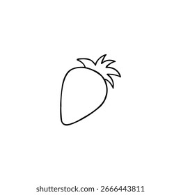 Simples desenho de linha preta de um morango.