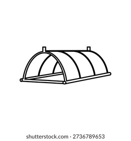 Simple black line drawing of a sturdy metal bunk bed frame, ideal for minimalist bedroom interiors, home decor planning, or furniture design projects.