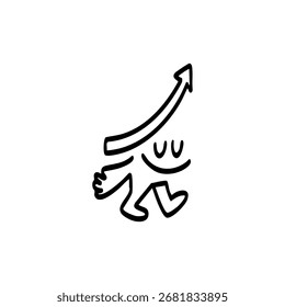 Simple black line drawing of a stylized figure with an upward-trending arrow, conveying growth or progress
