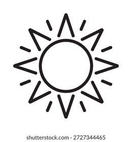 Simple black line drawing of a sun with rays