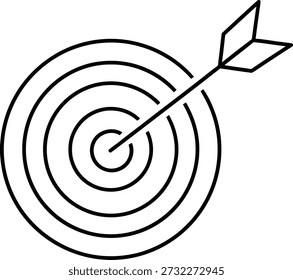 A simple black line drawing of a target with an arrow hitting the center of the bullseye, symbolizing precision and accuracy.