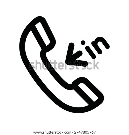 a simple black line drawing of a telephone handset with a curved receiver and a pointing arrow leading to the lowercase word kin on a white background
