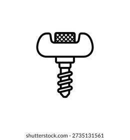 Simple black line drawing of a thumb screw on a white background, ideal for technical illustrations.