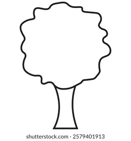 Simple black line drawing tree graphic with a full, rounded crown and a thick trunk, suggesting growth and stability.