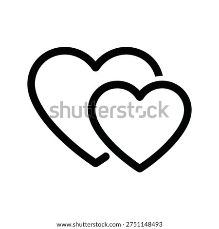 a simple black line drawing of two hearts intertwined, often used to represent love or affection