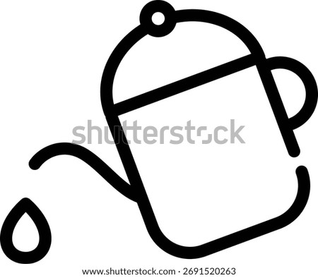 a simple black line drawing of a watering can
