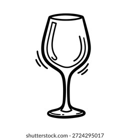Dibujo de línea negro simple de una copa de vino