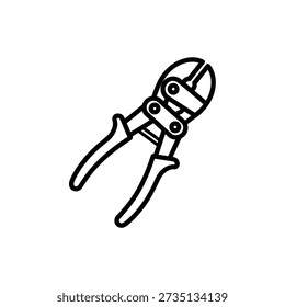 Simple black line drawing of wire cutters on a white background, ideal for DIY and crafting projects.