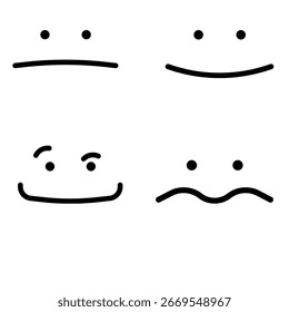 Emoticonos de línea negra simples para varias caras.