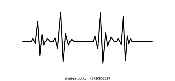 Un gráfico de línea negra simple que representa dos latidos cardíacos (complejos QRS) sobre un fondo blanco puro, que representa una lectura de electrocardiograma o monitor de frecuencia cardíaca.