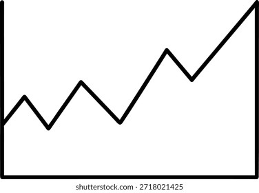 Ícone simples de gráfico de linha preta representando o crescimento, a análise de dados e o sucesso dos negócios. Ideal para relatórios, apresentações, sites, material de marketing e conteúdo financeiro. Versátil para várias indústrias.