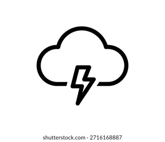 A simple black line icon of a cloud with a lightning bolt, symbolizing a storm or electrical weather phenomenon.