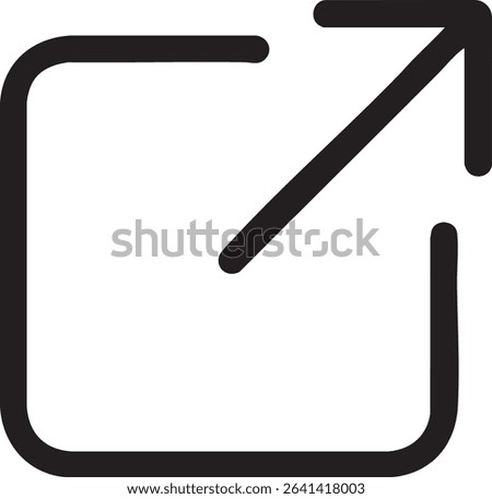A simple, black line icon depicting an arrow exiting a rounded square, commonly used to signify an external link.