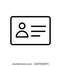 Simple Black Line Icon of a Digital ID Card vector on white background