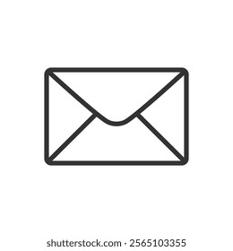 Simple black line icon of envelope Represents an email or message. Vector illustration
