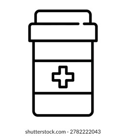 A simple black line icon of a first aid kit