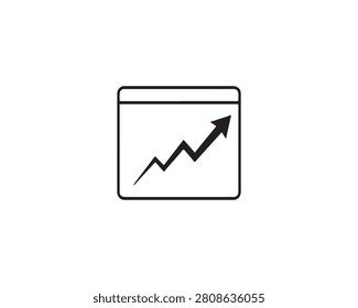 A simple black line icon of a graph showing an upward trend on a screen.