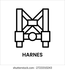 Un icono de línea negra simple de arnés