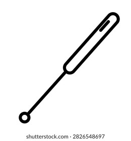 Simple black line icon of an inoculating loop used to transfer microorganisms and bacterial cultures during sterile laboratory inoculation and microbiological culture procedures.