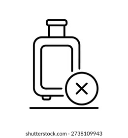 A simple black line icon of a mobile phone with a cross symbol indicating rejection or invalidity on a white background.
