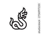 A simple black line icon of a Naga a mythical serpent dragon from Southeast Asian folklore This vector graphic is ideal for cultural or spiritual designs