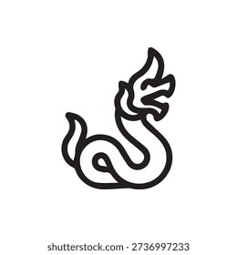 A simple black line icon of a Naga a mythical serpent dragon from Southeast Asian folklore This vector graphic is ideal for cultural or spiritual designs