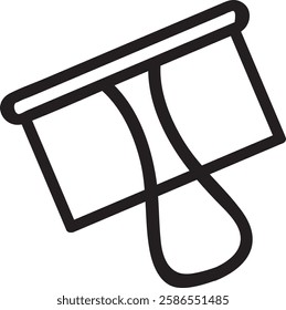 Simple black line icon of an open metal paint can pouring a thick blob of paint, isolated on a white background, representing home renovation and decorating