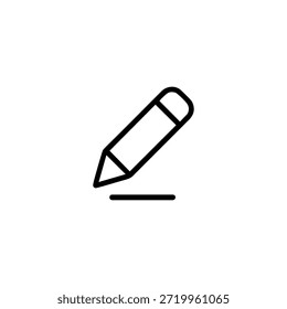 Ein einfaches schwarzes Liniensymbol eines Bleistifts, das das Bearbeiten, Schreiben oder Erstellen von Inhalten symbolisiert.