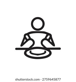 A simple black line icon of a person driving a car. This minimalist vector graphic is perfect for user interfaces, apps, and transportation themes.
