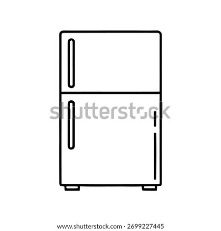 Simple black line icon of a refrigerator, depicting a common kitchen appliance for food storage and cooling, set against a white background.