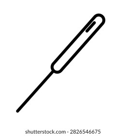 Simple black line icon representing an inoculating needle used for transferring microorganisms and performing bacterial culture procedures in microbiology laboratories.