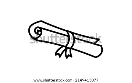 simple black line icon rolled scroll, the symbol of graduation day, isolated vector element