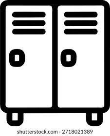 Icono de línea negra simple de taquillas de la escuela. Ideal para temas educativos, conceptos de regreso a la escuela, útiles escolares o ilustraciones de la vida estudiantil. Uso para Sitios web, redes sociales o publicidad.